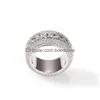 Кольца для пар Вращающееся кубинское кольцо Модные ювелирные изделия в стиле хип-хоп Мужские золотые кольца высокого качества с бриллиантами Iced Out 1660 T2 Прямая доставка Je Dhcwf