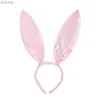 Opaski na głowę Czarne różowe Rabbit Ear Fryzjer błyszczące króliczek Uszy Hair Hoop for Adult Kid