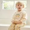 Dave Bella Kinderset Pyjama voor meisjes, jongens, herfstmode, casual, gebreide fleece, geruit, tweedelig DB3236603 240115