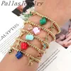 Bracelets 6Pcs Fashion Gold Beads Ball bracelet Charm Cute coffee cup airplane Cz Zircon heart Bracelet For Women Jewelry