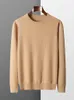 Mvlyflrt 100% Pure Merino Wool Sweater Mens Runda Neck Pullover Tops Autumn Winter Thin Solid Color Versatile Basic 240116