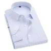 Plus Size S till 8xl Formella skjortor för män randiga långärmade noniron Slim Fit Dress Solid Twill Social Man's Clothing 240115