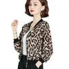 Blusas femininas chiffon camisa leopardo impressão proteção solar ar condicionado jaqueta cardigan 2024 verão beisebol manga comprida solta