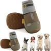 Hundeschuhe, 4-teiliges Set, Hundeschuhe für große Hunde, atmungsaktiv, professionell, für den Außenbereich, rutschfest, langlebig, Haustierschuhe zum Wandern, Gummisohle 240115