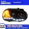 Zespół reflektora samochodu dla VW Golf 4 Mk4 Lampa przednia LAMP 04-08 Daytime Runging Light Streamer Turn Wskaźnik Sygnał Auto części Auto