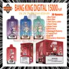 オリジナルのBang King Digital 15000 Puff Smart Scream Piff Dopfy E Sabetes Mesh Coil 25ml Pod 650 mah充電式バッテリー15k 0％2％3％5％