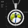 Doppelseitige, individuelle Herz-Anhänger-Halskette für Herren, Hip-Hop-Schmuck, Iced Out Bling-Zirkonia-Anhänger, individuelle Po-Memory-Medaillons 240115