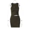 レディースファッション2024春/夏の新しいファッションソリッドカットラウンドネックノースリーブトップスリムフィットスカートセット