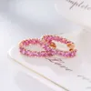 Fashion Jewelry Genuine Solid Gold Natural Pink Sapphire Gemstone Women Ladies Hoop Earrings