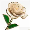 Inne świąteczne zapasy imprezowe długie łodyga 24K Gold Rose Trwał prawdziwych róż romantyczny prezent na Walentynki/Dzień Matki/Christma Dhcy0