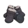 Vêtements de chien 4pcs chaussures d'hiver pour animaux de compagnie avec sangles bottes de neige pour chiens chats peluche protecteur chaud respirant chaussons antidérapants chiot