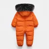 Ryska vinter baby onesie romper kläder kostym snowsuit 90% anka ner jacka för flickor rockar parka spädbarn pojke snö slitage 240116