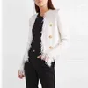 Jaquetas femininas excelente 2024 outono inverno designer jaqueta para mulheres metal leão botões embelezados tassel tweed franjas casaco curto