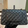 Tasarımcı Çantalar Zincir Çantası Ekose Flep 5a CF Havyar Çanta Altın Gümüş Zincir Deri Deri Çift Mektup KOŞU TOPLU TÜKLEYİCİ STRIPE LADY MESSENGER