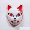 Masques de fête Demon Slayer Tanjirou Masque Sabito Mascarilla Makomo Cosplay Masques Halloween Costume Mascaras Led 0627 Drop Delivery Dhm8E