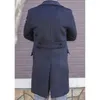 Mens Suit Navy Tailored Collar Medium Length Formal Bussiness Jacket Retro Tooling Thickening 240113