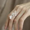 حلقات الكتلة Ventfille 925 Sterling Silve Butterfly Ring for Women Girl Gift Thribiored Out Out Out Out -Tassel Vervament Jewelry Drop