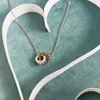 luxury Designer Jewelry Korean Fashion Simple Necklace 2024 New Ins style rose gold double ring titanium steel collarbone chain