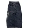 JNCO Jeans para hombre Harajuku Retro Hip Hop cráneo bordado pantalones vaqueros holgados pantalones de mezclilla 90s Street gótico pantalones anchos ropa de calle 240115