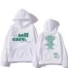 Macc Self Care lettre imprimer vestes à capuche femmes hommes pulls à épaules tombantes unisexe sweats surdimensionnés ample décontracté vêtements de sport 240115