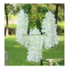 12Pcs/Lot Wisteria Wine Artificial Flowers Vine Rattan For Wedding Centerpieces Decorations Home Garland Drop Delivery Dhpgm