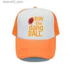 Ball Caps Funny American Football Visor Trucker Hat Run The Dang Ball Classic Snapback Caps Fire Rugby Hard Dad Hats School Sports YP072 Q240116