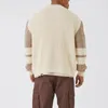 Otoño contraste color para hombre cárdigan de punto casual cuello en v suéter de un solo pecho abrigo moda manga larga chaquetas de bolsillo torcido 240116