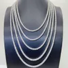 Lab Diamond 3Mm Sterling Sier Necklace Vvs Moissanite Baguette Tennis Chain