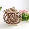 Candle Holders Wicker Lantern Electronic Candle Holder Hanging Windproof Crafts Festival Home Decor Round Wedding Vintage Wooden Candlestick YQ240116