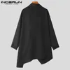 Inderun Men Trench solidny kolor Turtlneck długoterminowy streetwear nieregularny płaszcz ponchos mężczyzn punkowy moda swobodna płaszcza s-5xl 240116