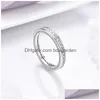 Eheringe Vintage-Schmuck Echt 925 Sterling Silber FL Rundschnitt Weißer Saphir Cz Diamant Edelsteine Frauen Ehering Ring Geschenk 30 Dhlk3