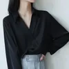 Blouses Femmes Gidyq Femmes Chemises en mousseline de soie noire Mode coréenne Femme Lâche Manches longues Tops Casual Streetwear All Match Chic Blouse