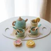 Tea Party Tableware Wooden Handiccraft Toy Kitchen Pretend Play Set for Toddlers Kids Birthday Gift Favors Toys 240115