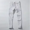 Herr jeans 7 färg män sträcker mager mode casual smal fit denim byxor manlig grå svart khaki vita byxor märke 2024
