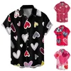 Men's Casual Shirts Valentine's Day Printed Holiday Party Wear Summer Down Men Dress Shirt T Short Sleeve Pullover