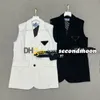 Kvinnor Vest kostym Jacka Lapel Neck Sleewveless Jackets vår Sommar Casual Coat med midjeband Luxury Ytterkläder