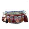 Поясные сумки в народном стиле с декором Ri?onera Pochete, женские цветные женские стильные поясные сумки с бахромой, регулируемая сумка Fanny