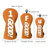 Golf Wood Head Cover Pu bra mönsterförare Fairway Hybrid Waterproof Handstrable Orange Supplies Protector 240116