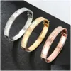 Mode smycken fyrbladklöver geometrisk rosguld färg zirkon armband rostfritt stål armband grossist droppleverans dhy3a