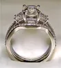 Vintage 10K Wit Goud 3ct Lab Diamond Ring sets 925 sterling zilver Bijou Engagement Wedding band Ringen voor Vrouwen mannen sieraden 240115