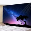 Tapestries Forest Tapestry Moon and Star Sky Hanging Cloth Aurora Background Cloth Home Decoration Printing