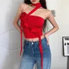 Women's Blouses Solid Blouse Women Summer 2024 Vintage Halter Sleeveless Tops Chic Strapless Folds Three Dimensional Decoration Shirts