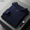 LHZSYY Cardigan à capuche en pur cachemire pour hommes automne/hiver veste en tricot à fermeture éclair pull épais loisirs grande taille manteau chemise chaude 240116