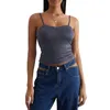 Tanques femininos Pivanzore Mulheres S Malha Cami Tank Top Sexy Ruched Spaghetti Strap Crop Camisole Y2K Verão Lace Trim Ver através Tops Clubwear