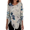 여자 T 셔츠 패션 스웨트 셔츠 기하학적 인쇄 긴 슬리브 기본 원형 목에 맞는 그림 가을 겨울
