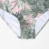 Mulheres Swimwear Meninas Planta Tropical Imprimir Biquíni Maiô Ruffle Flounce Duas Peças Crianças 5-16 Anos Criss Cross Banheira Terno 2024