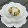 Anel de designer moda dupla cabeça animal anéis de luxo com diamante casal presente temperamento anel aberto ajustável