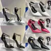 Designer Padlock Shoes sandal fashion Women Metal high heel Chain Pump sandals luxury PATENT LEATHER spike Slender high heels sandals dress shoes Size 35-42