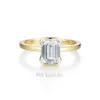 Kuololit 3CT Emerald Cut Ring for Women Soild 18K 14K Yellow Gold DVVS1 Diamond Ring for Engagement Christmas Gifts 240115