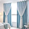 Rideau Double couche occultant creux étoiles étoilées rideaux dans le salon dentelle ombre rideau Tulle tissu pour la maison salon Decorvaiduryd